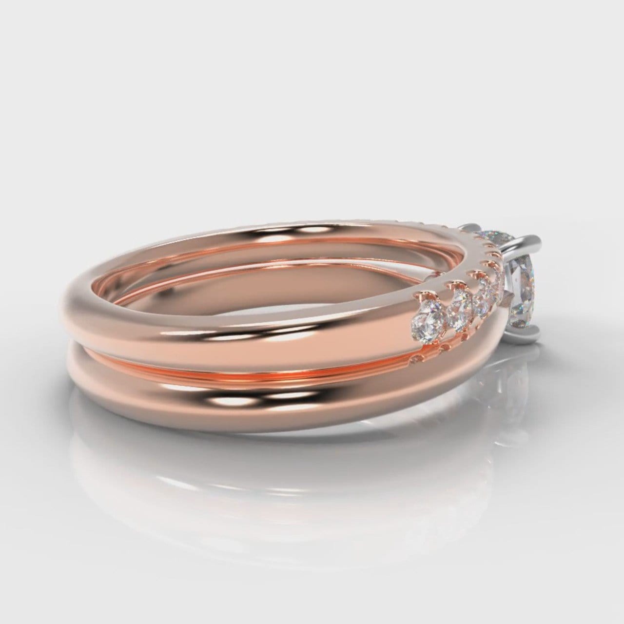 Carrée Solitaire Cushion Cut Diamond Bridal Set - Rose Gold