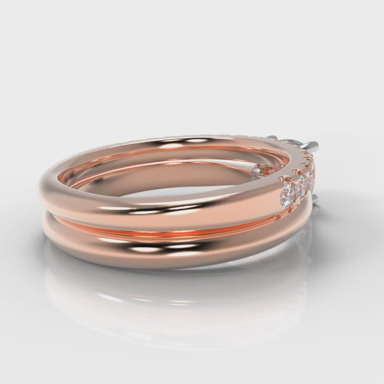 Carrée Solitaire Cushion Cut Diamond Bridal Set - Rose Gold
