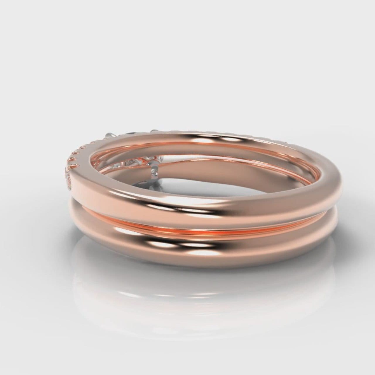 Carrée Solitaire Cushion Cut Diamond Bridal Set - Rose Gold