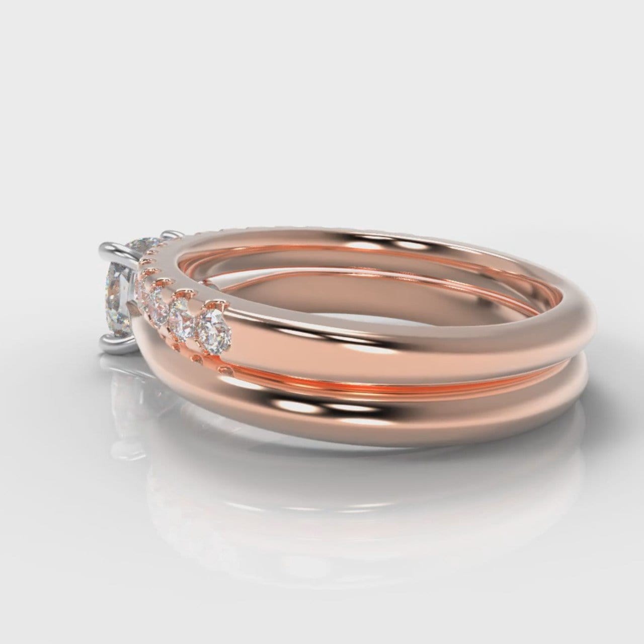 Carrée Solitaire Cushion Cut Diamond Bridal Set - Rose Gold