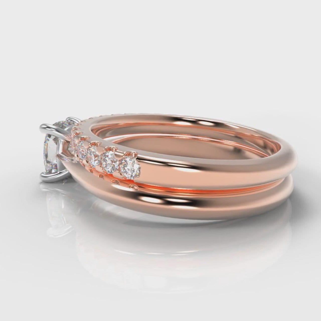 Carrée Solitaire Cushion Cut Diamond Bridal Set - Rose Gold