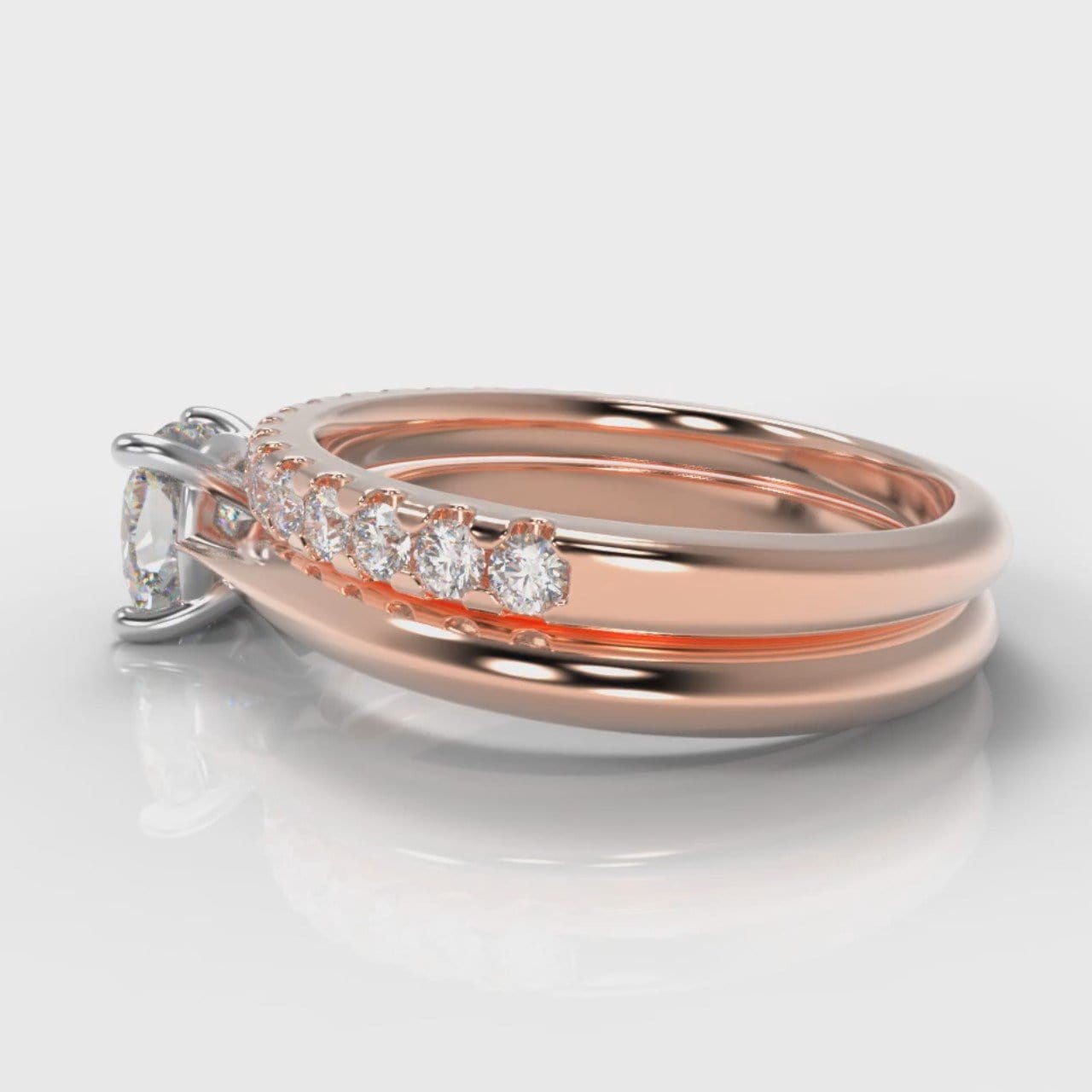 Carrée Solitaire Cushion Cut Diamond Bridal Set - Rose Gold