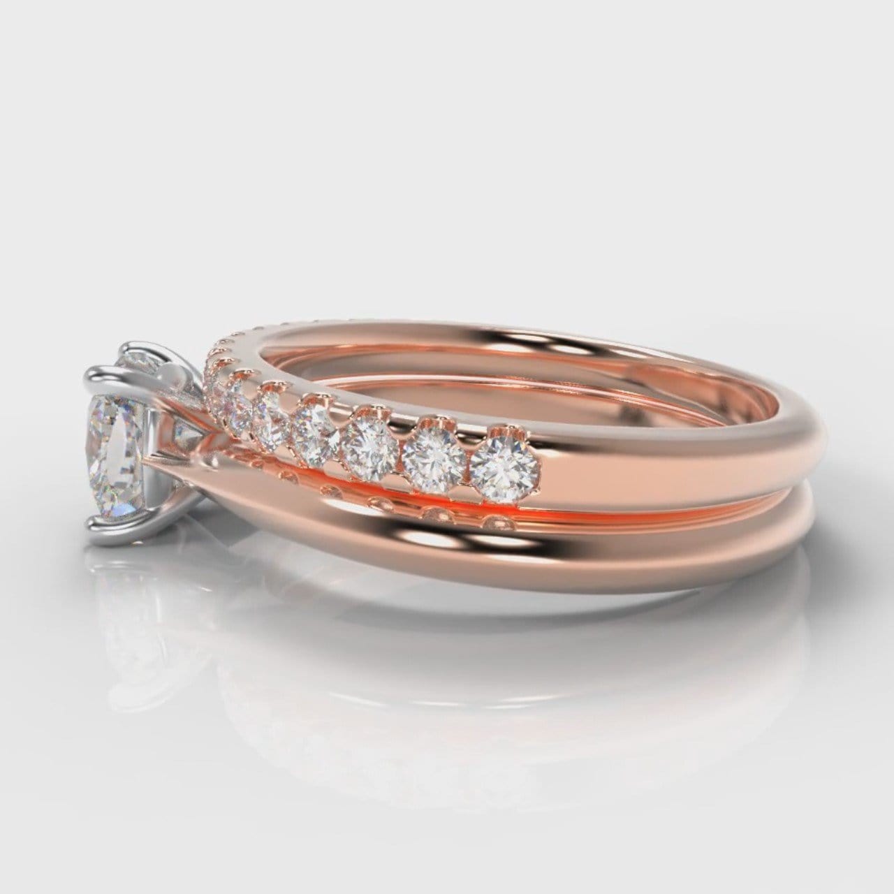 Carrée Solitaire Cushion Cut Diamond Bridal Set - Rose Gold