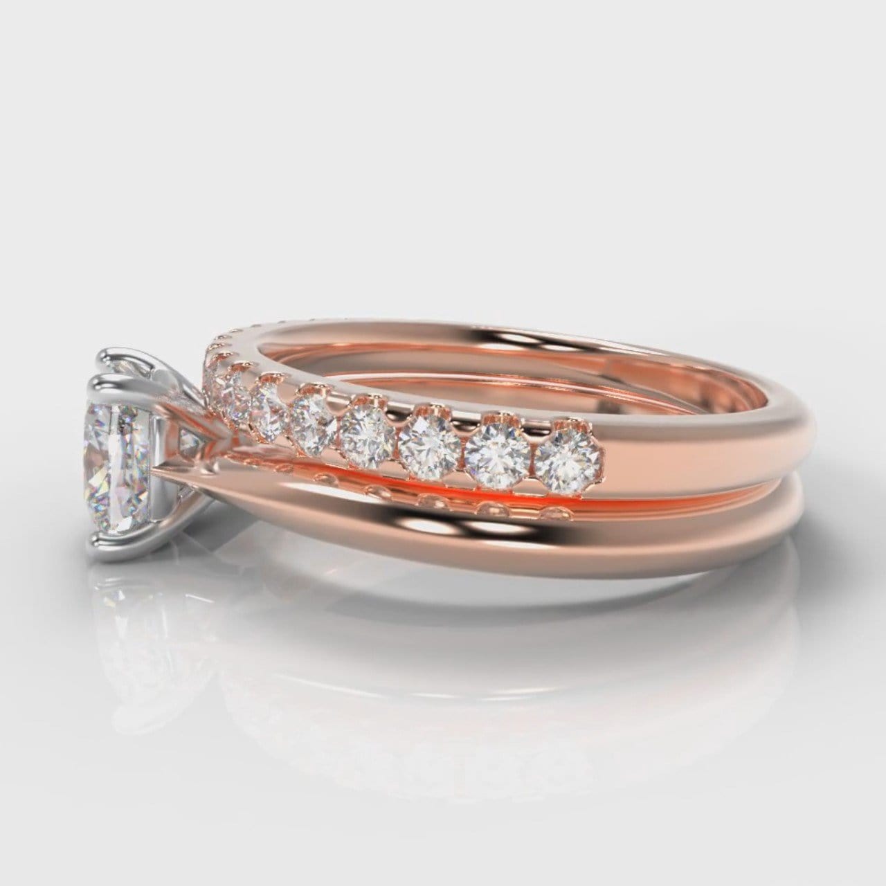 Carrée Solitaire Cushion Cut Diamond Bridal Set - Rose Gold