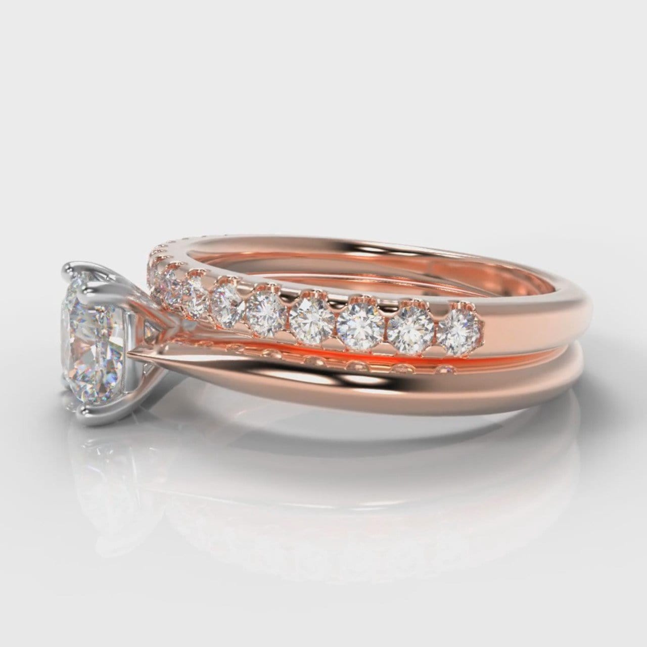 Carrée Solitaire Cushion Cut Diamond Bridal Set - Rose Gold