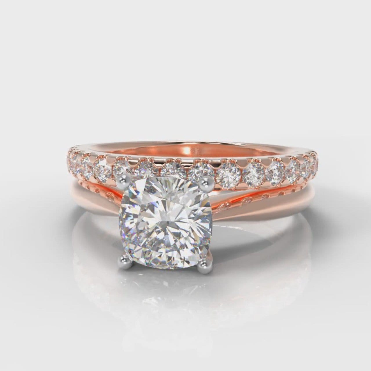Carrée Solitaire Cushion Cut Diamond Bridal Set - Rose Gold
