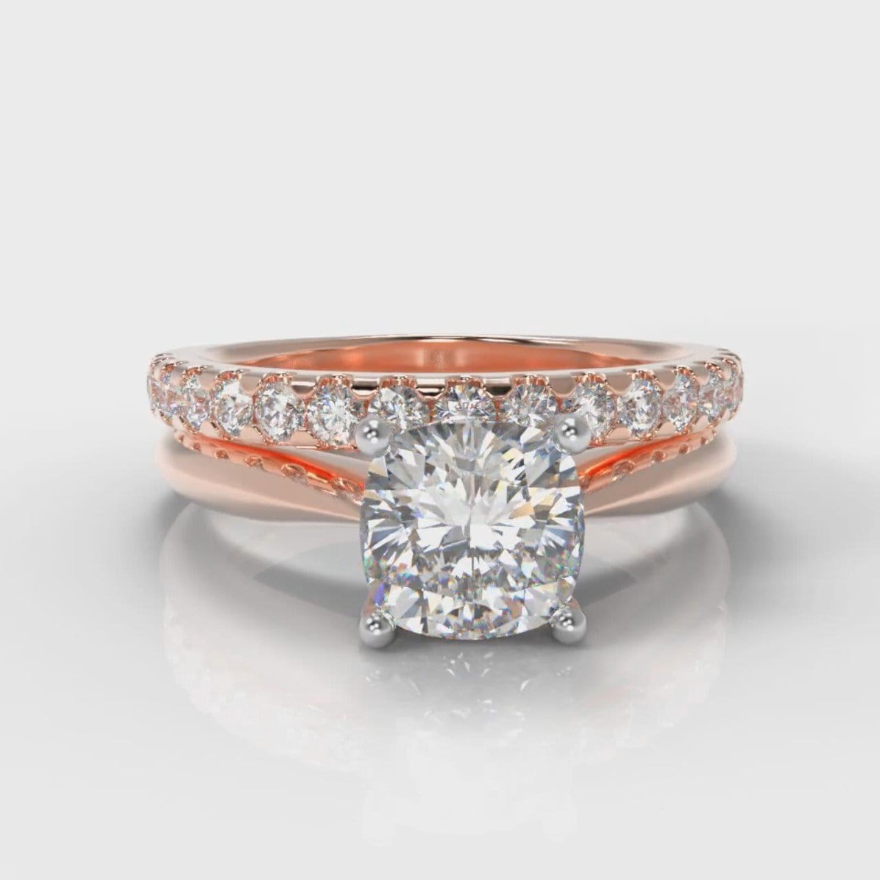 Carrée Solitaire Cushion Cut Diamond Bridal Set - Rose Gold