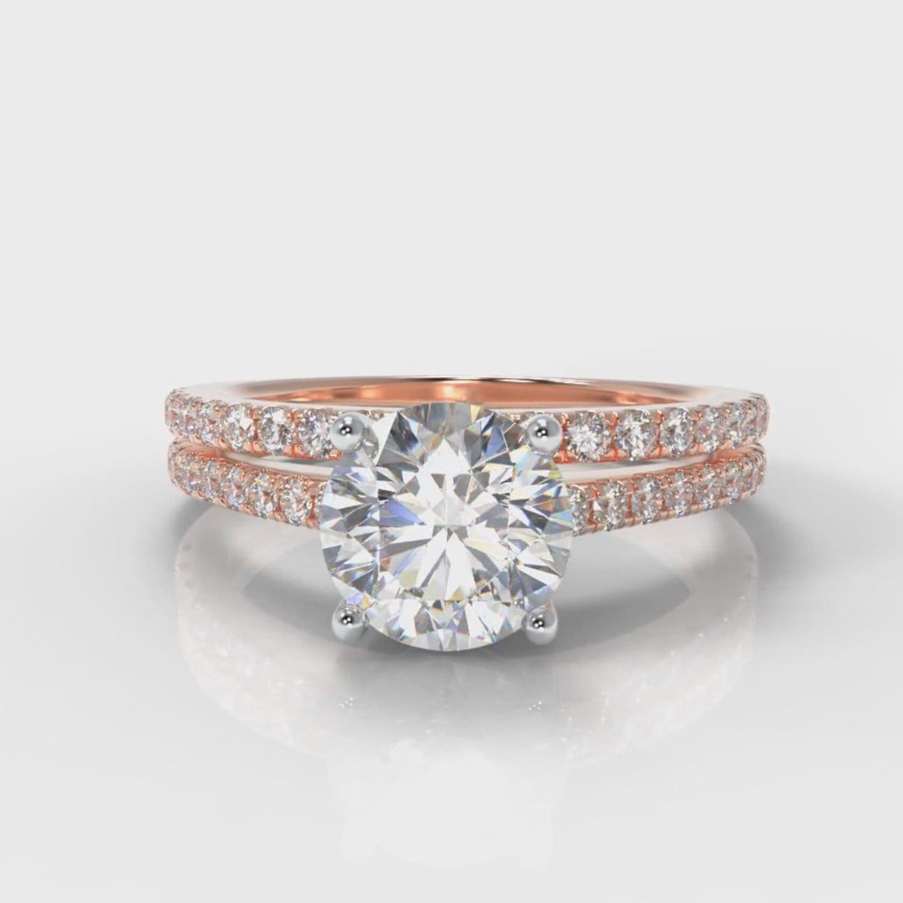 Petite Micropavé Round Brilliant Cut Diamond Bridal Set - Rose Gold