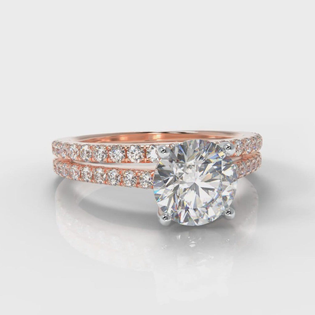 Petite Micropavé Round Brilliant Cut Diamond Bridal Set - Rose Gold
