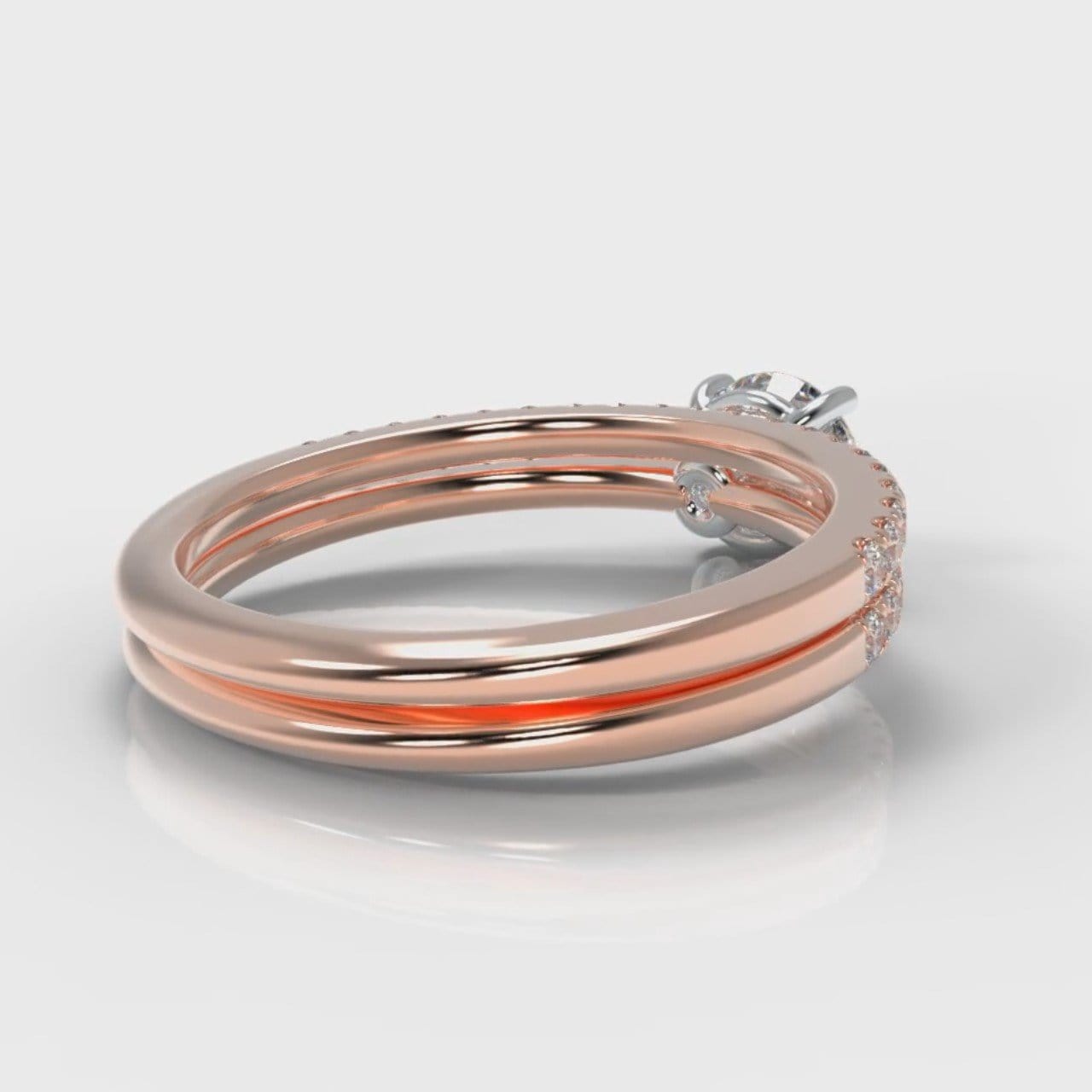 Petite Micropavé Round Brilliant Cut Diamond Bridal Set - Rose Gold