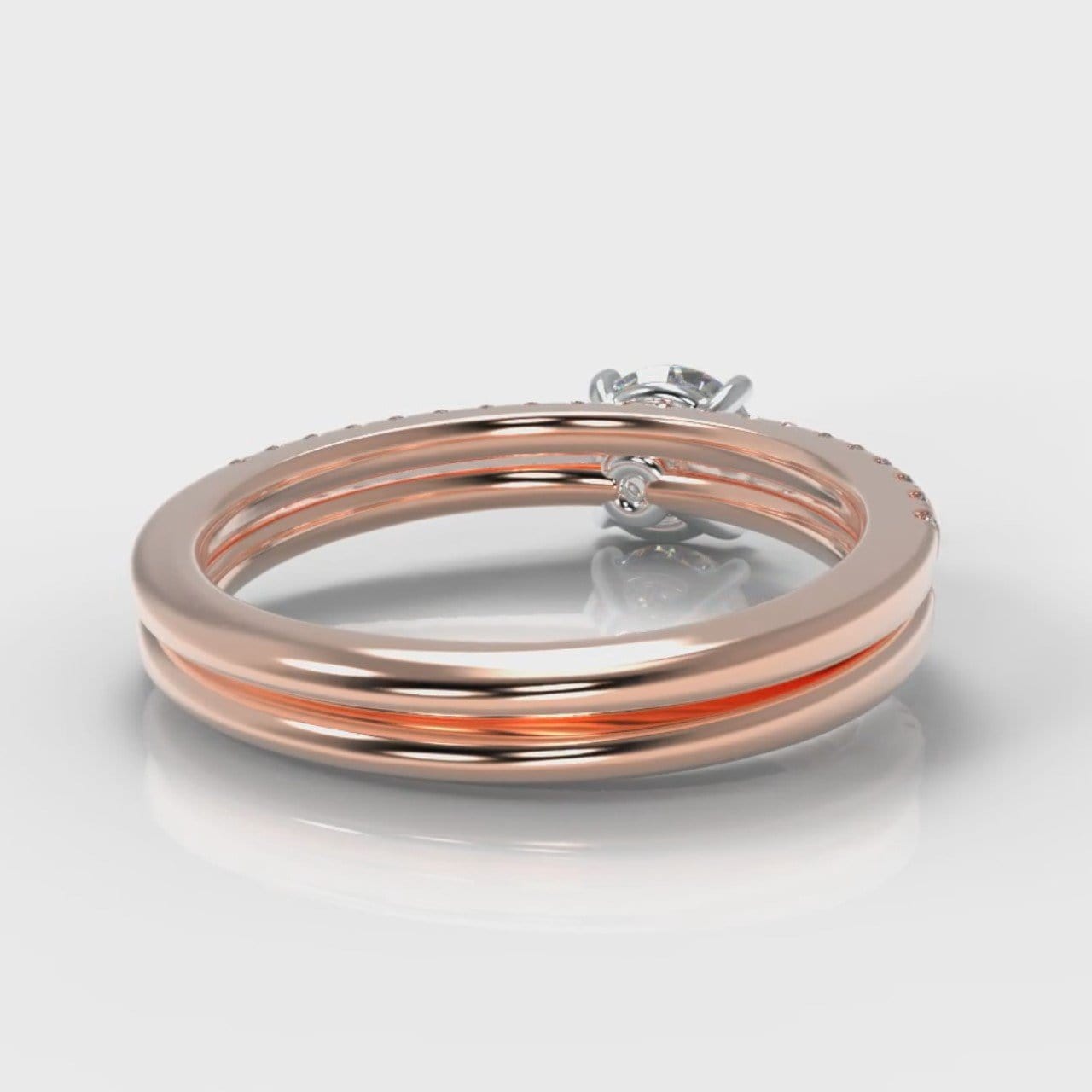 Petite Micropavé Round Brilliant Cut Diamond Bridal Set - Rose Gold