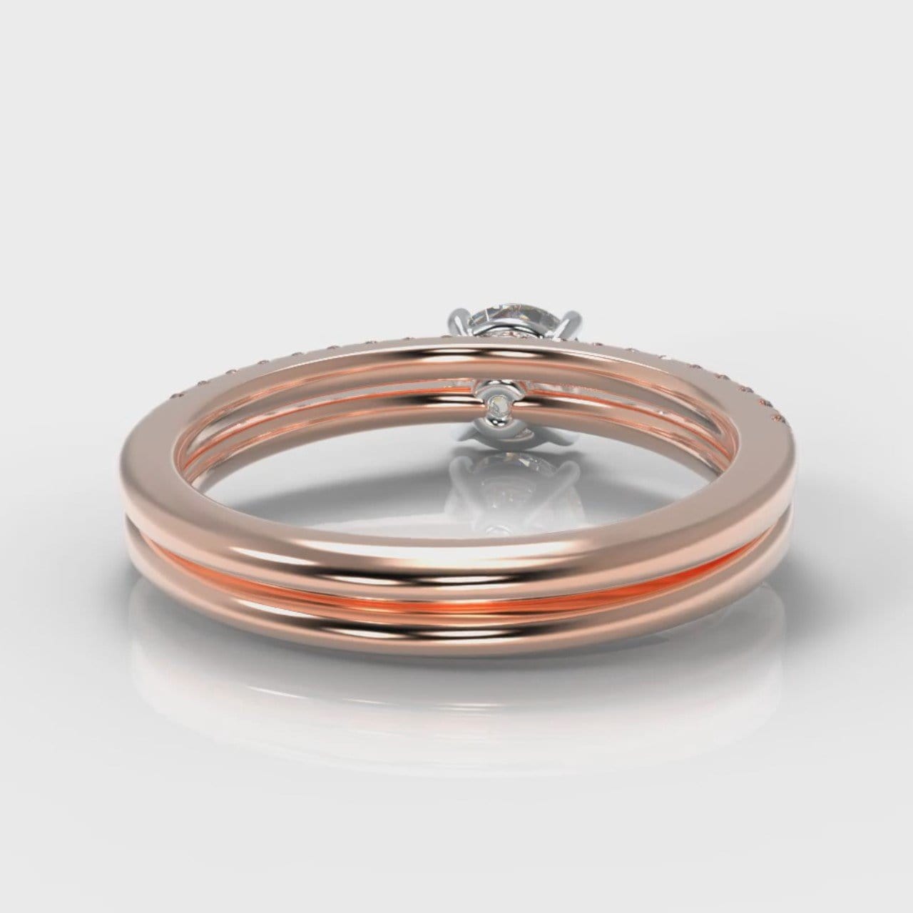 Petite Micropavé Round Brilliant Cut Diamond Bridal Set - Rose Gold
