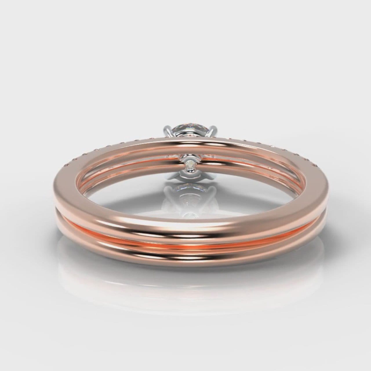 Petite Micropavé Round Brilliant Cut Diamond Bridal Set - Rose Gold