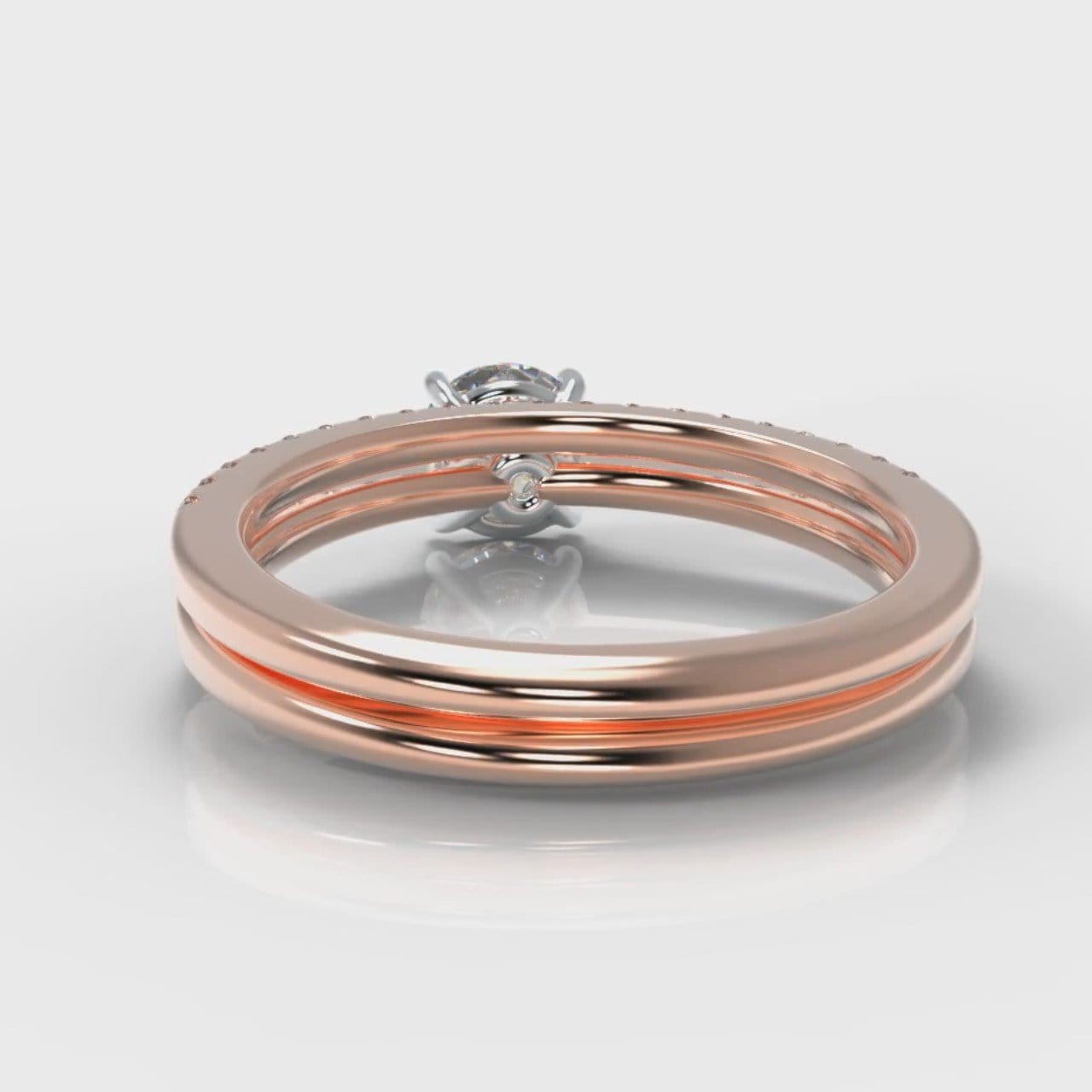 Petite Micropavé Round Brilliant Cut Diamond Bridal Set - Rose Gold