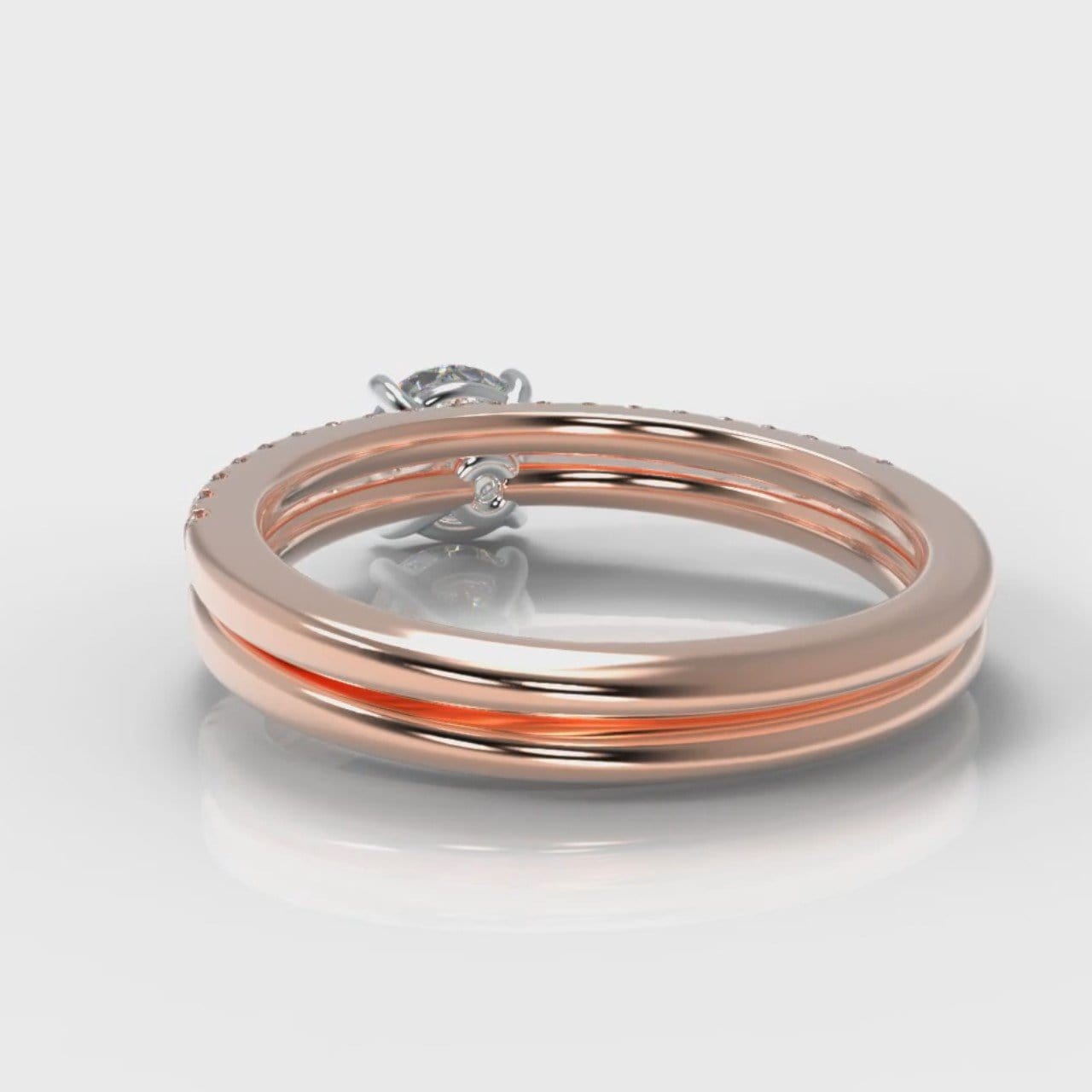 Petite Micropavé Round Brilliant Cut Diamond Bridal Set - Rose Gold