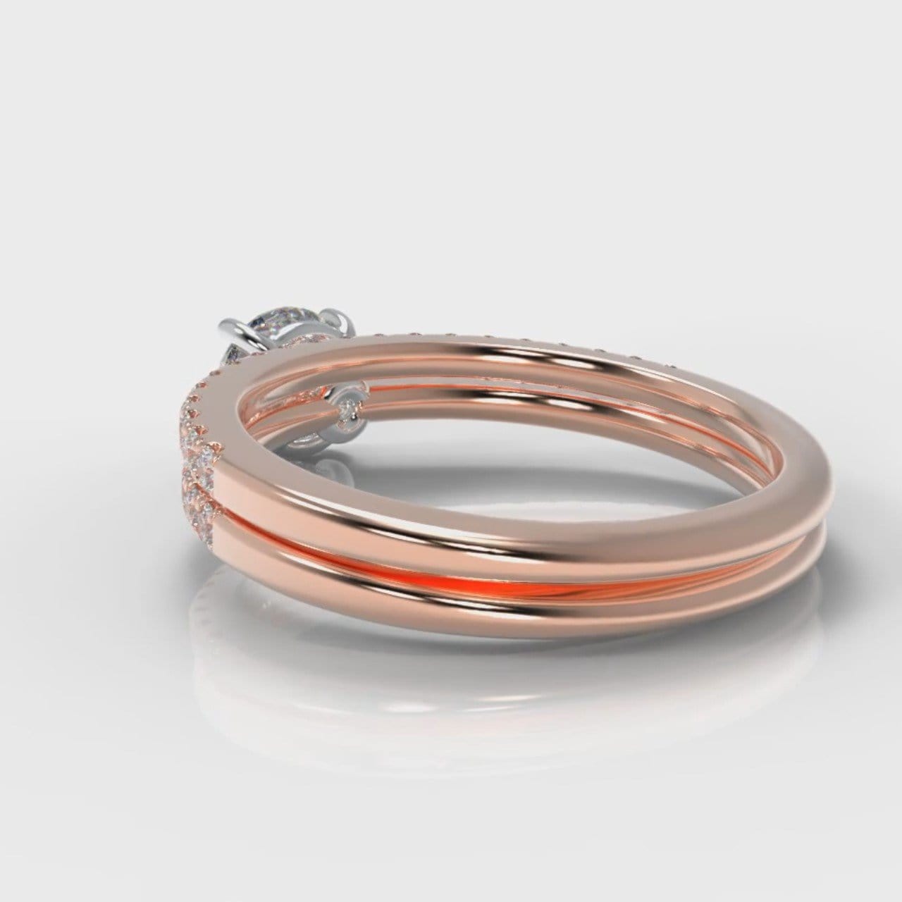 Petite Micropavé Round Brilliant Cut Diamond Bridal Set - Rose Gold