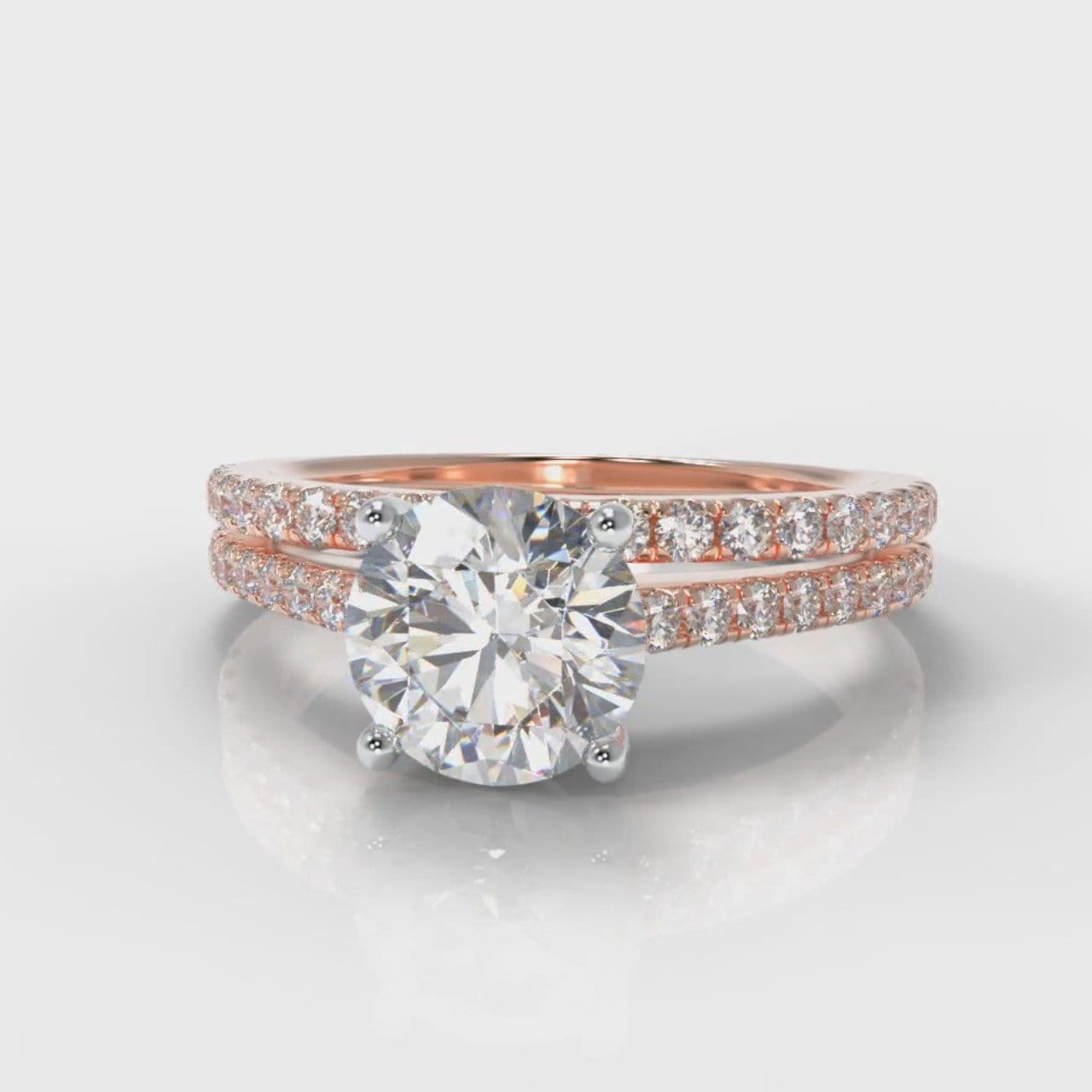 Petite Micropavé Round Brilliant Cut Diamond Bridal Set - Rose Gold