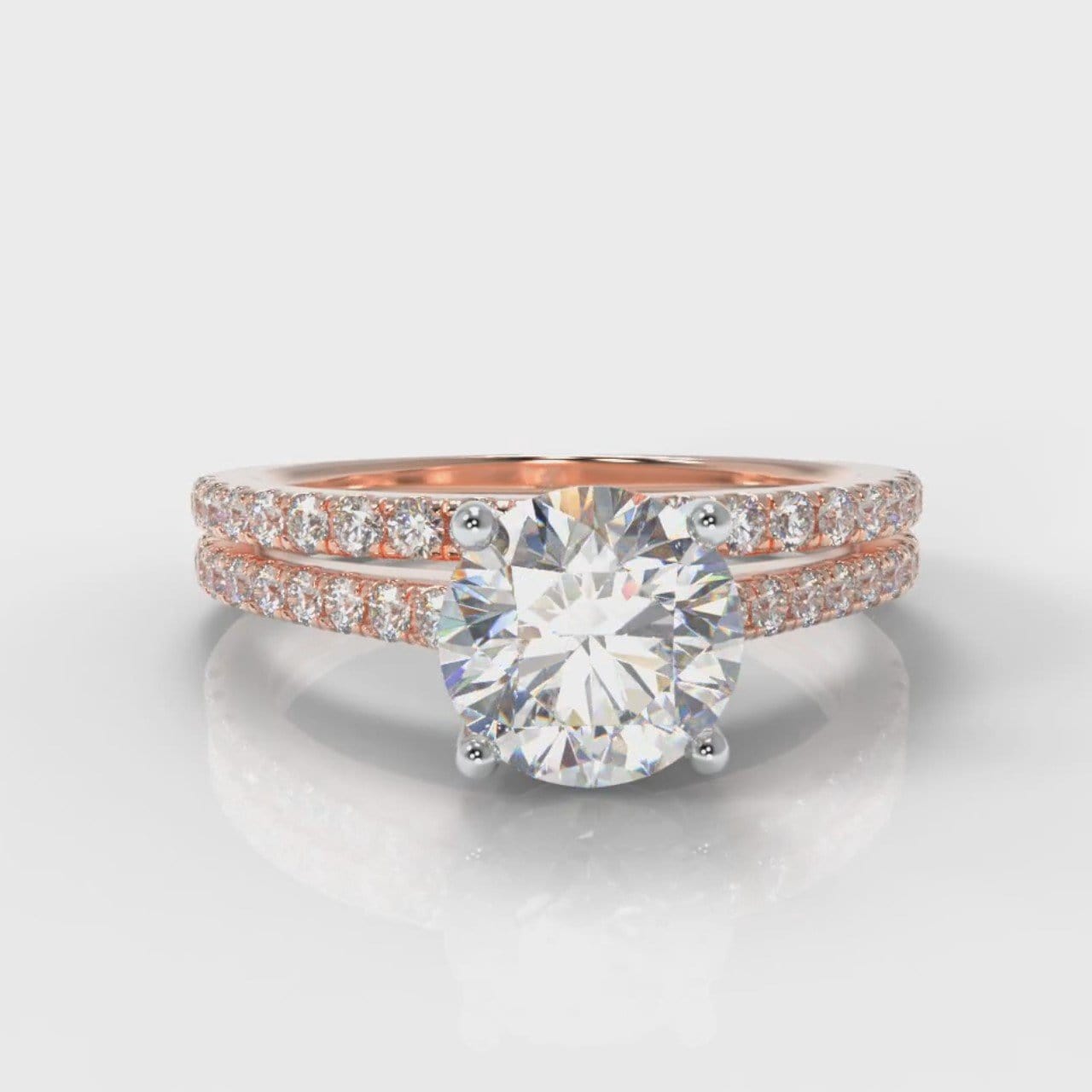 Petite Micropavé Round Brilliant Cut Diamond Bridal Set - Rose Gold