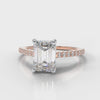Petite Micropavé Emerald Cut Diamond Engagement Ring - Rose Gold