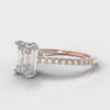 Petite Micropavé Emerald Cut Diamond Engagement Ring - Rose Gold