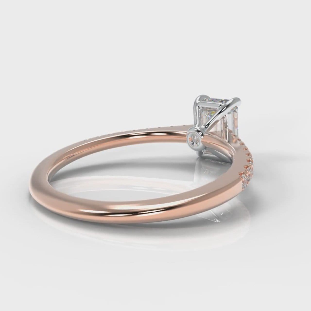 Petite Micropavé Emerald Cut Diamond Engagement Ring - Rose Gold