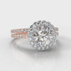 Petite Micropavé Round Brilliant Cut Diamond Halo Bridal Set - Two Tone Rose Gold