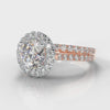 Petite Micropavé Round Brilliant Cut Diamond Halo Bridal Set - Two Tone Rose Gold