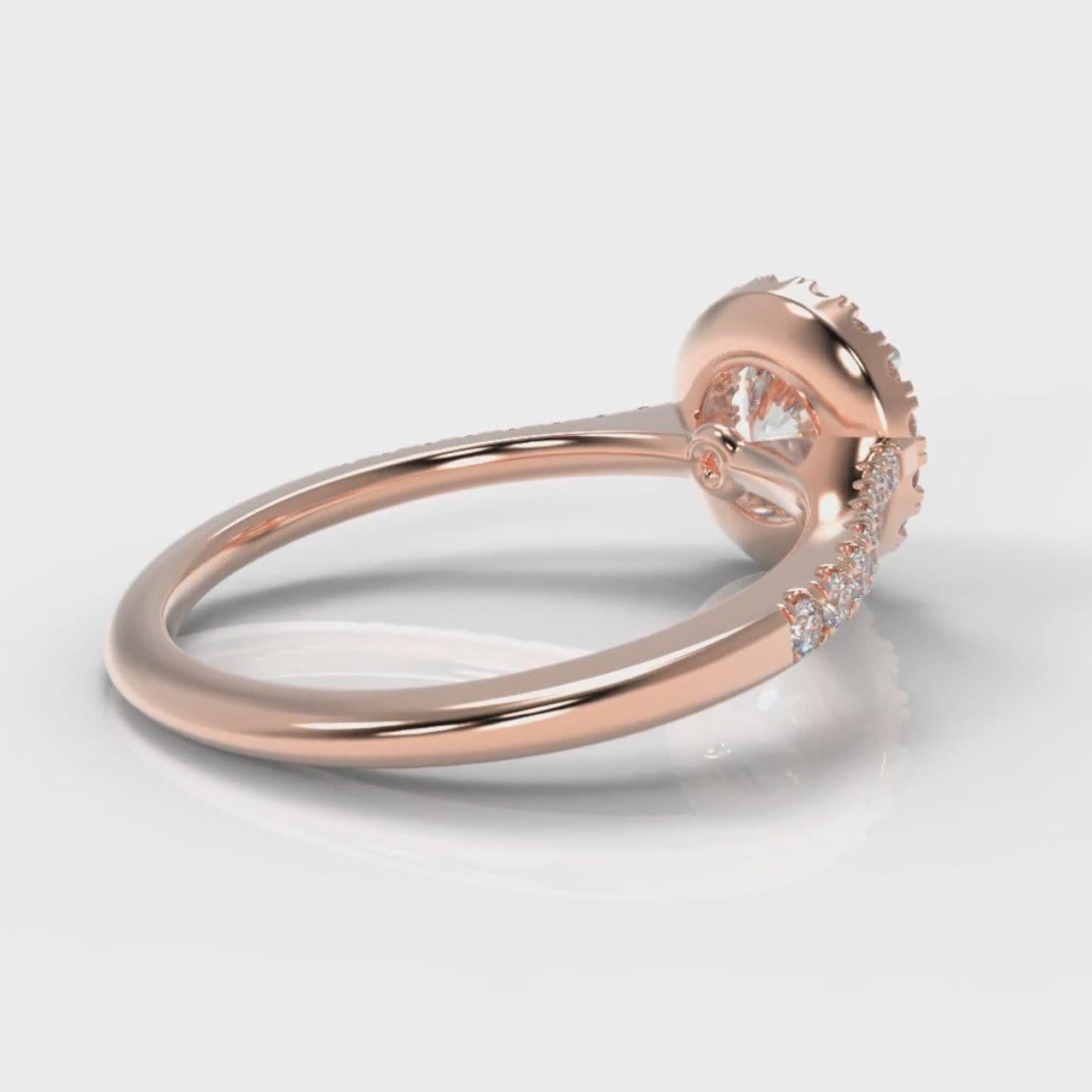 Petite Micropavé Round Brilliant Cut Diamond Halo Engagement Ring - Rose Gold