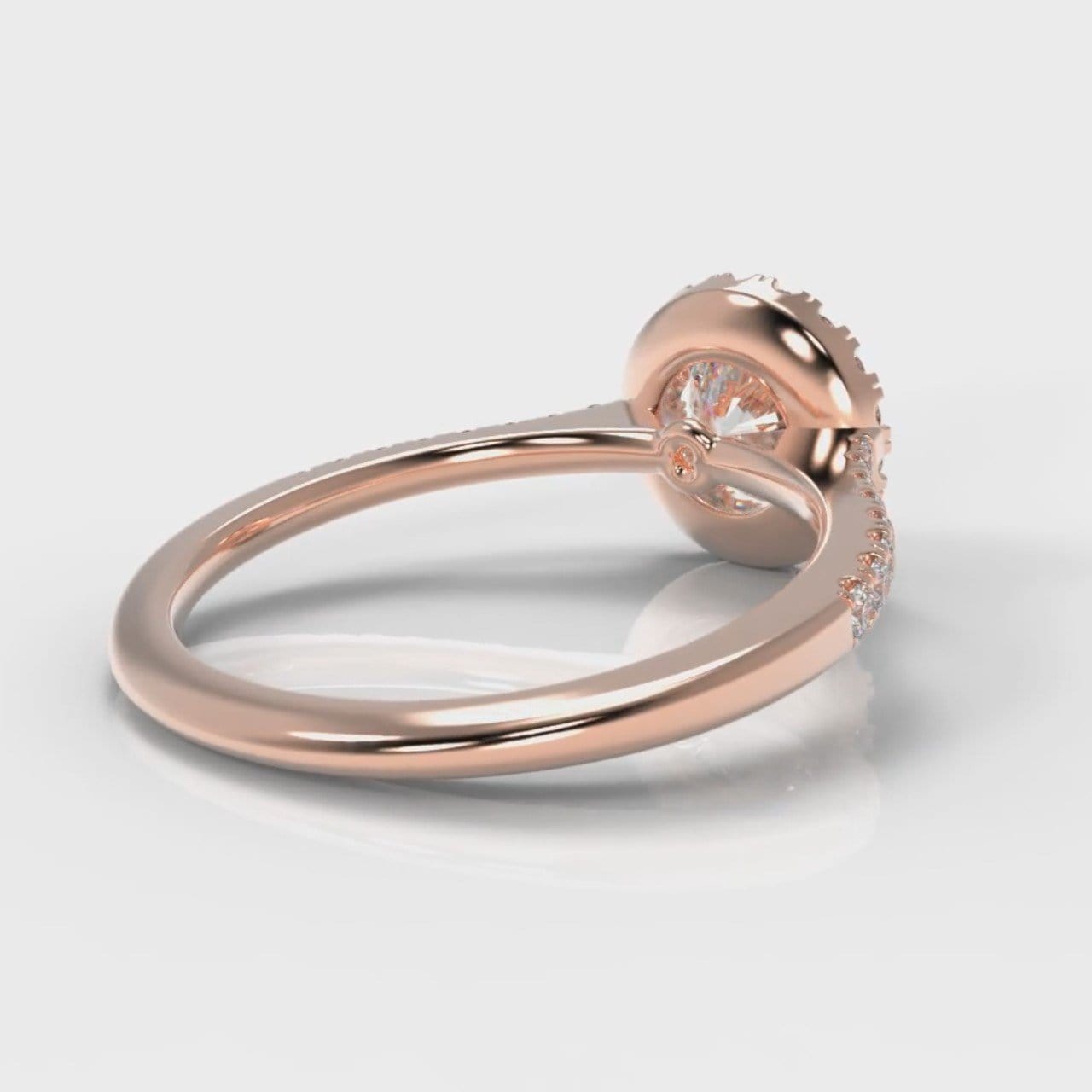 Petite Micropavé Round Brilliant Cut Diamond Halo Engagement Ring - Rose Gold