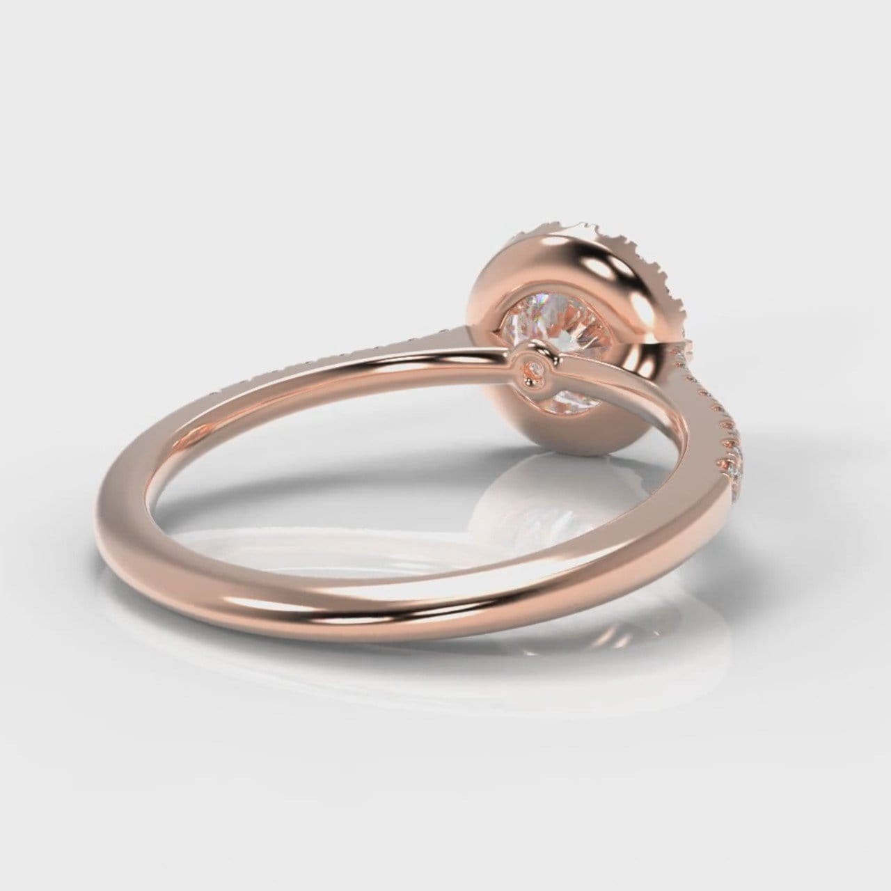 Petite Micropavé Round Brilliant Cut Diamond Halo Engagement Ring - Rose Gold