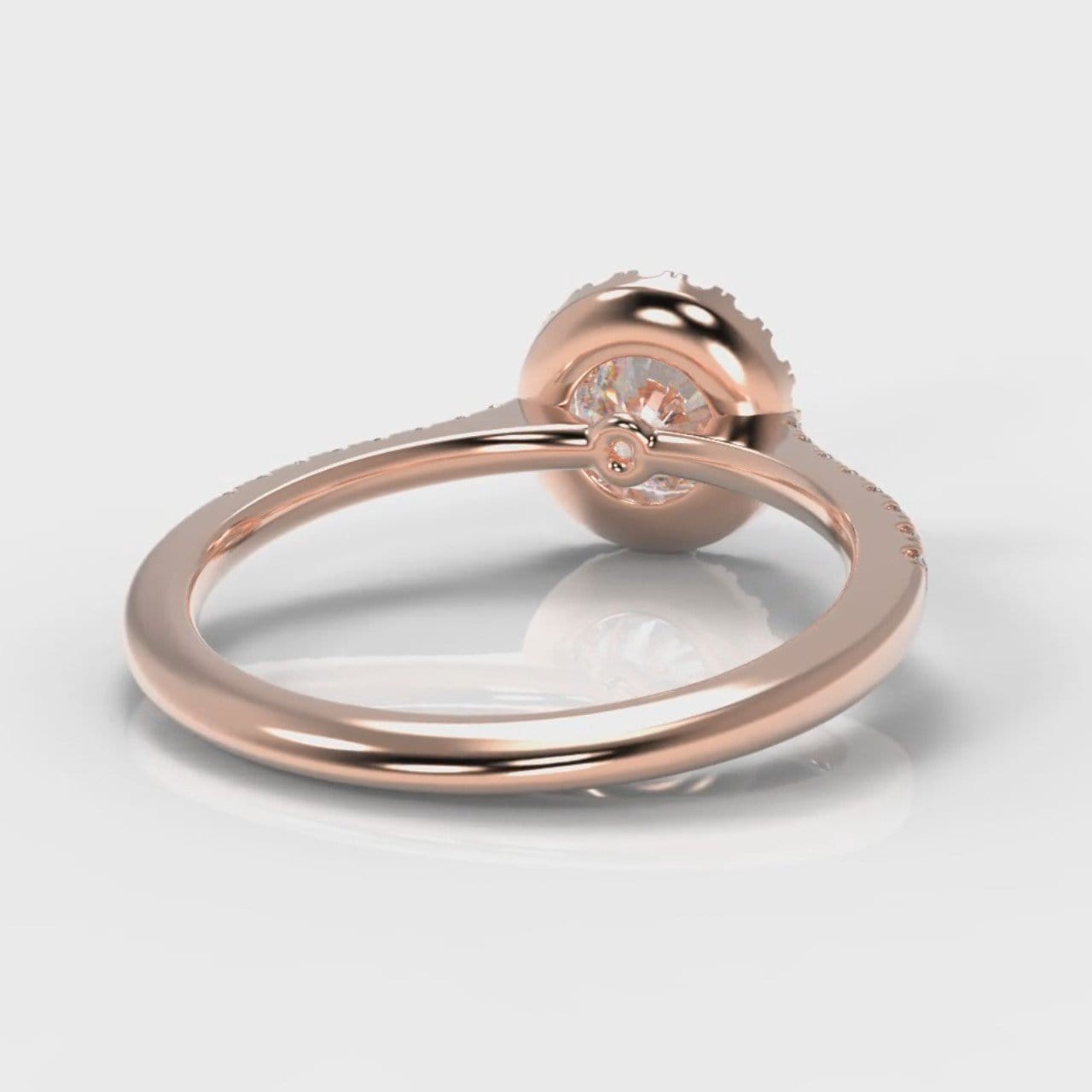 Petite Micropavé Round Brilliant Cut Diamond Halo Engagement Ring - Rose Gold