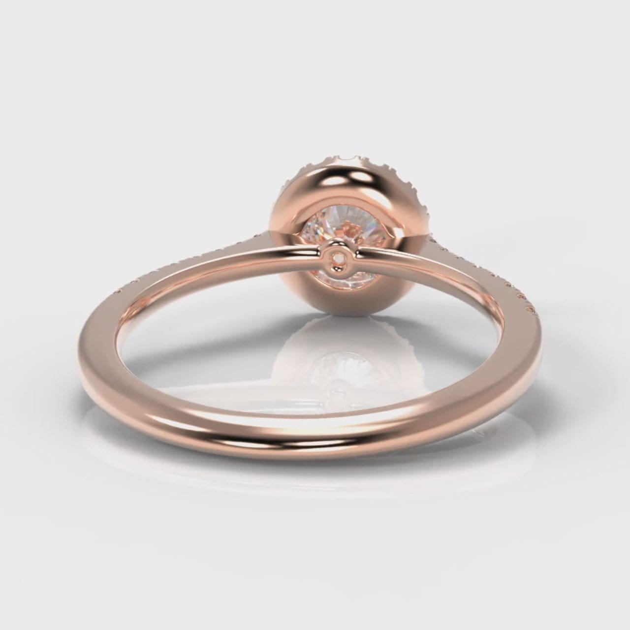 Petite Micropavé Round Brilliant Cut Diamond Halo Engagement Ring - Rose Gold