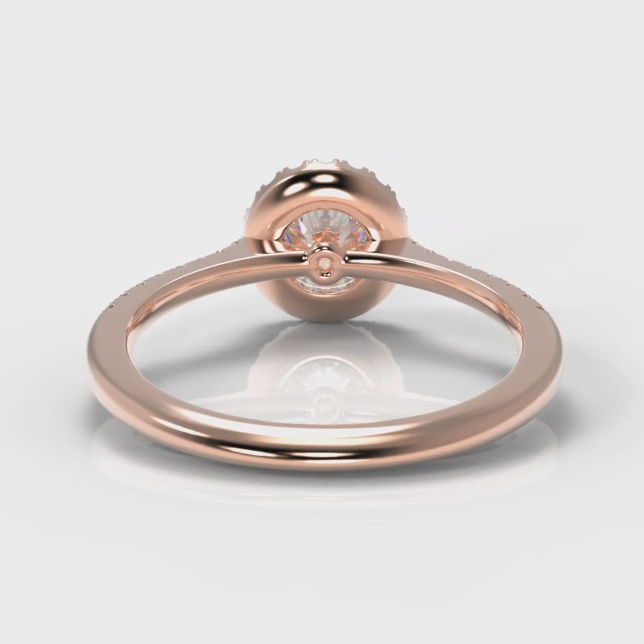 Petite Micropavé Round Brilliant Cut Diamond Halo Engagement Ring - Rose Gold