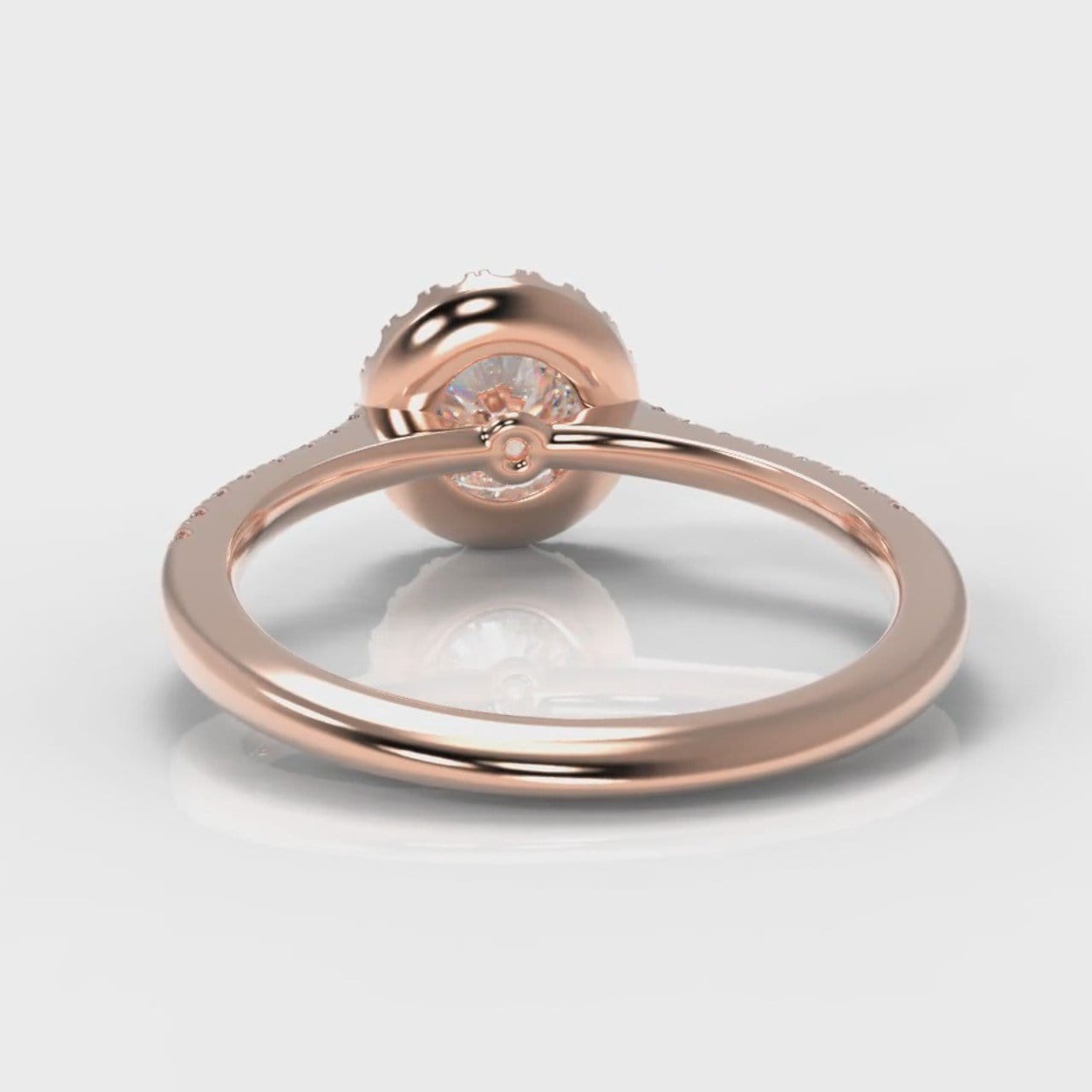 Petite Micropavé Round Brilliant Cut Diamond Halo Engagement Ring - Rose Gold