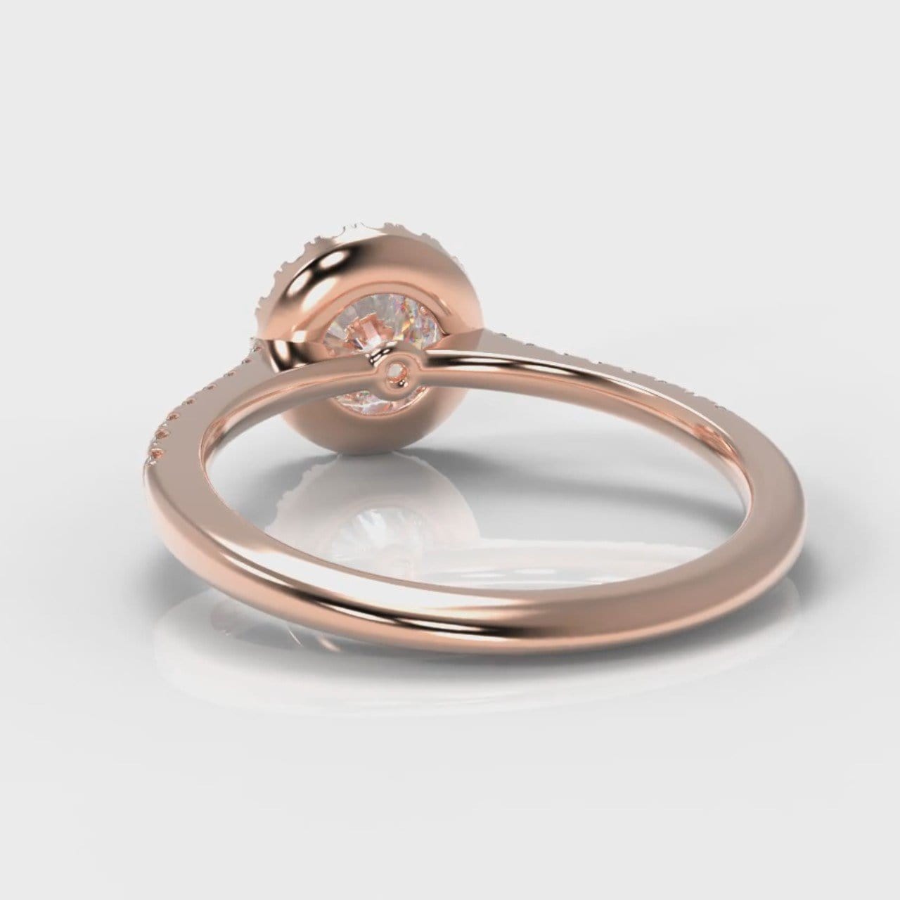 Petite Micropavé Round Brilliant Cut Diamond Halo Engagement Ring - Rose Gold