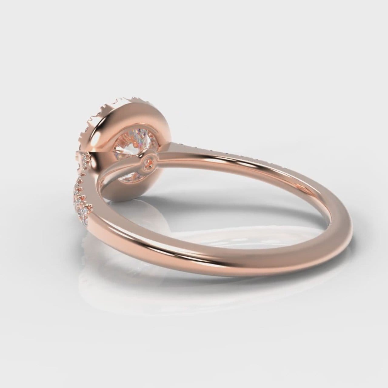 Petite Micropavé Round Brilliant Cut Diamond Halo Engagement Ring - Rose Gold
