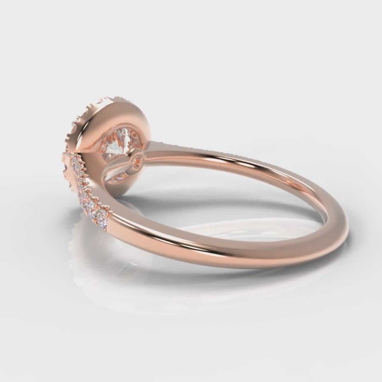 Petite Micropavé Round Brilliant Cut Diamond Halo Engagement Ring - Rose Gold