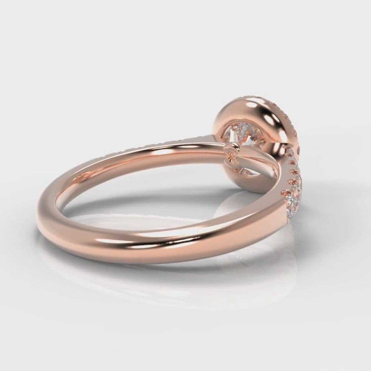 Micropavé Round Brilliant Cut Diamond Halo Engagement Ring - Rose Gold