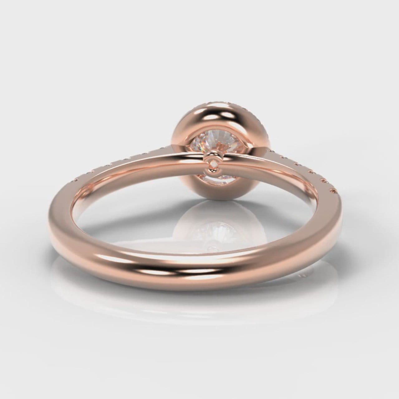 Micropavé Round Brilliant Cut Diamond Halo Engagement Ring - Rose Gold