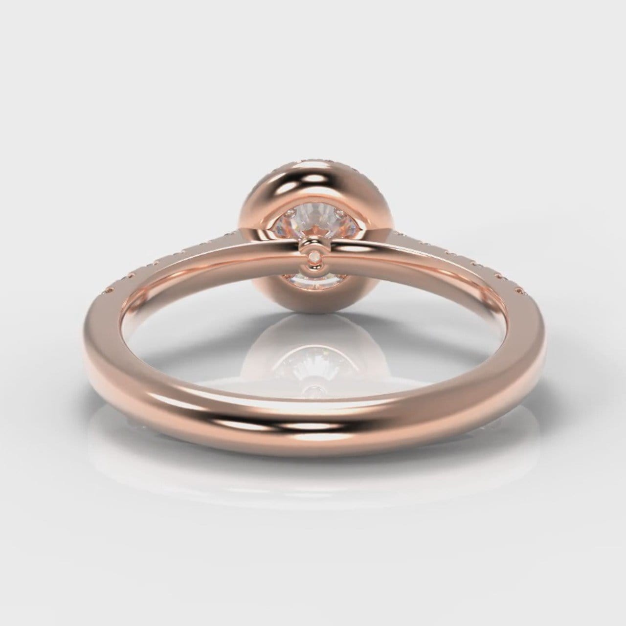 Micropavé Round Brilliant Cut Diamond Halo Engagement Ring - Rose Gold