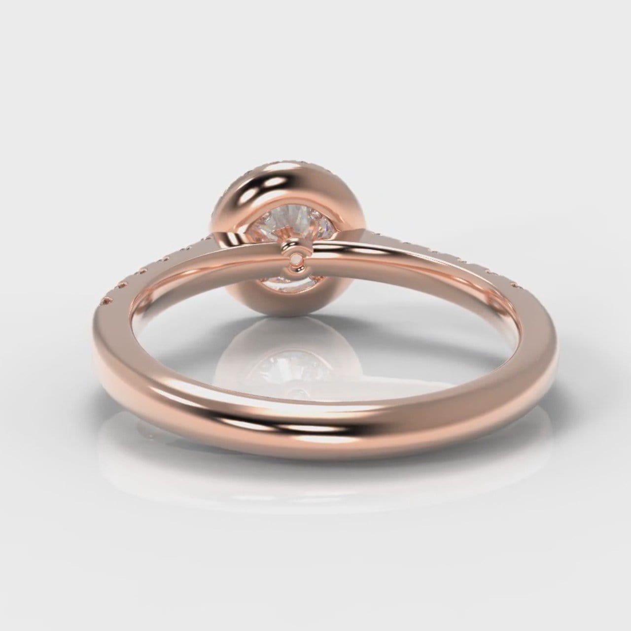 Micropavé Round Brilliant Cut Diamond Halo Engagement Ring - Rose Gold