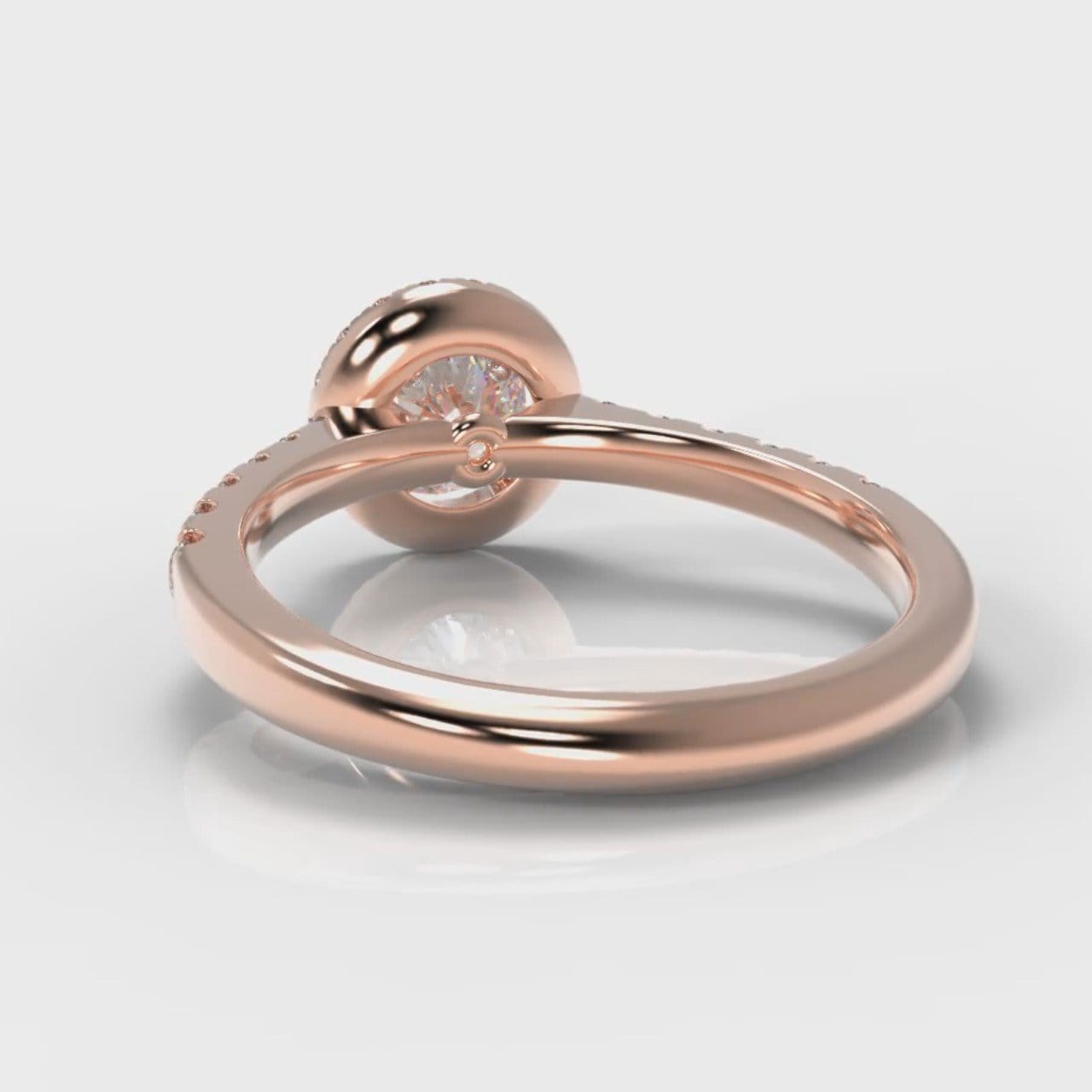 Micropavé Round Brilliant Cut Diamond Halo Engagement Ring - Rose Gold