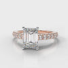 Carrée Micropavé Emerald Cut Diamond Engagement  Ring - Rose Gold
