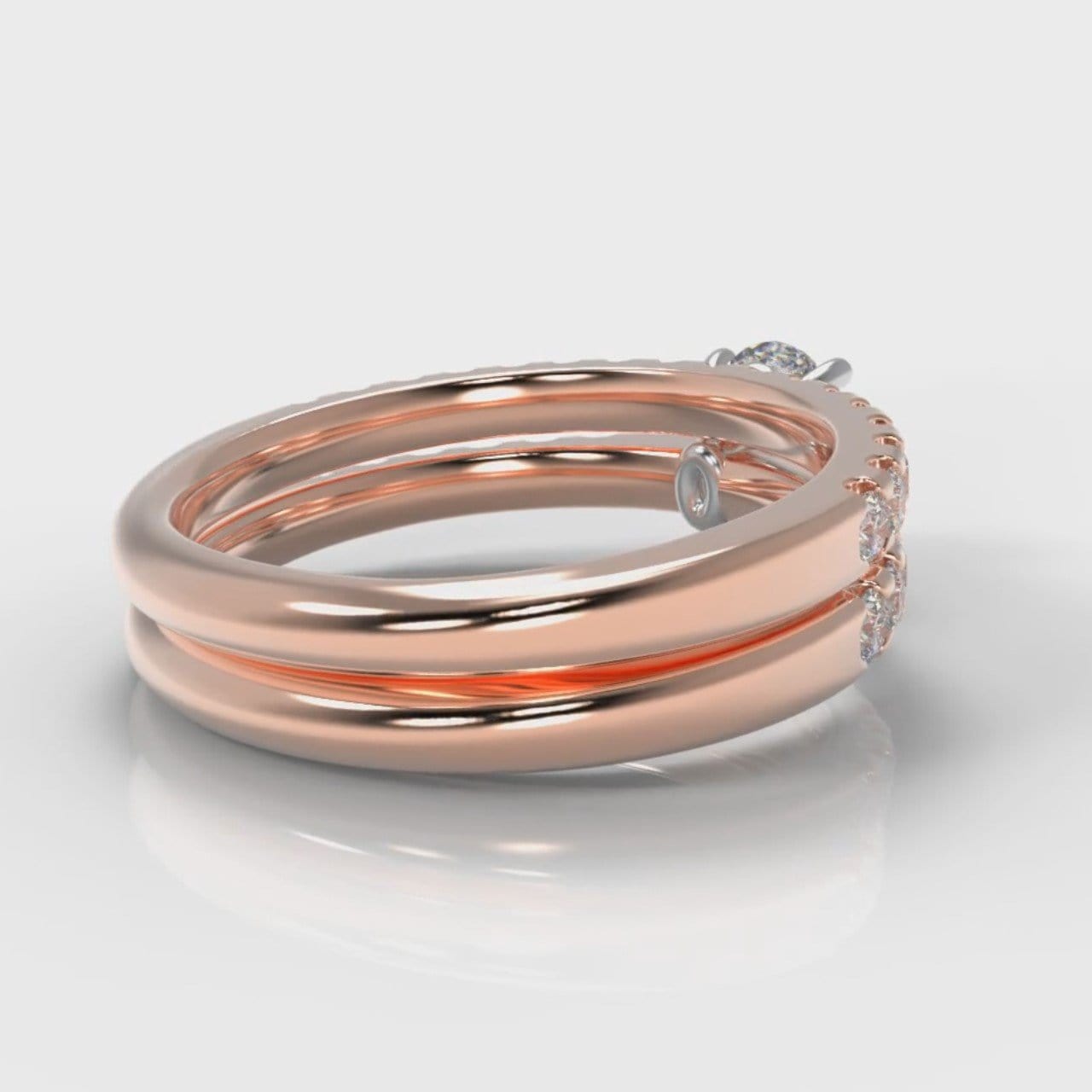 Carrée Micropavé Oval Diamond Bridal Set - Rose Gold