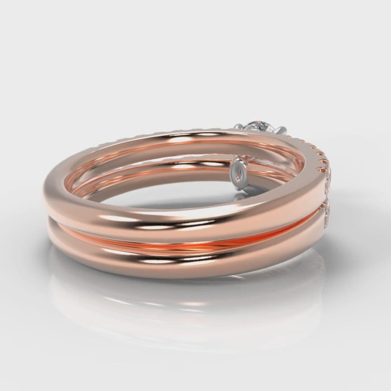 Carrée Micropavé Oval Diamond Bridal Set - Rose Gold