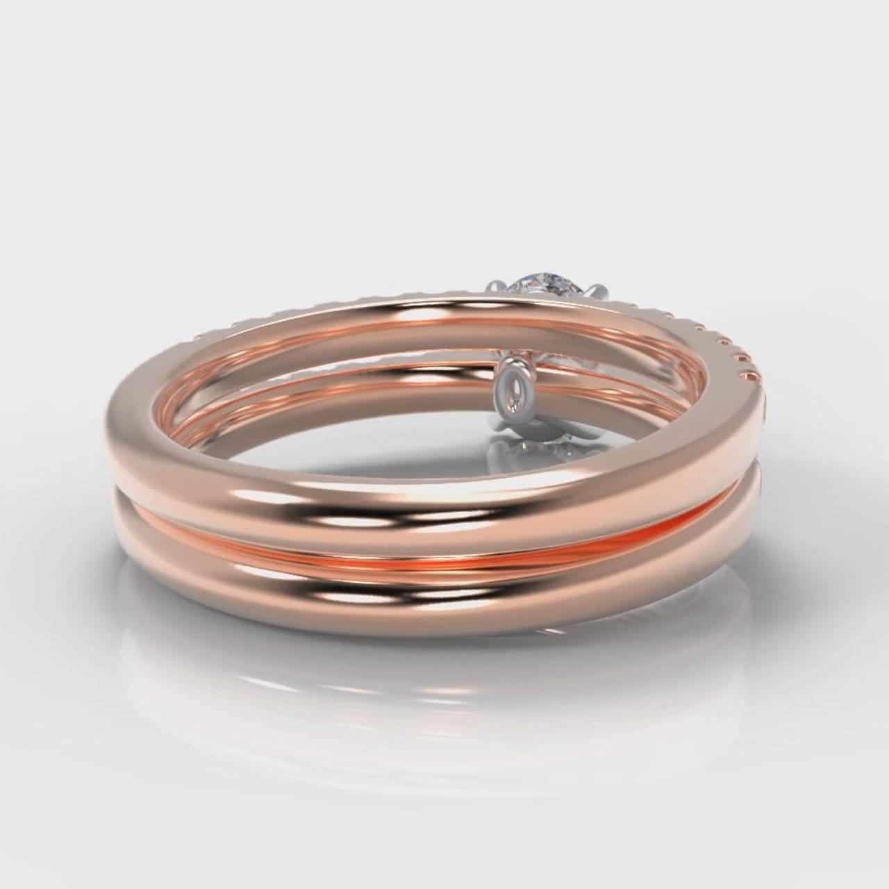 Carrée Micropavé Oval Diamond Bridal Set - Rose Gold