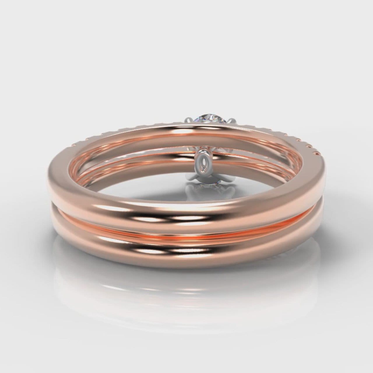 Carrée Micropavé Oval Diamond Bridal Set - Rose Gold