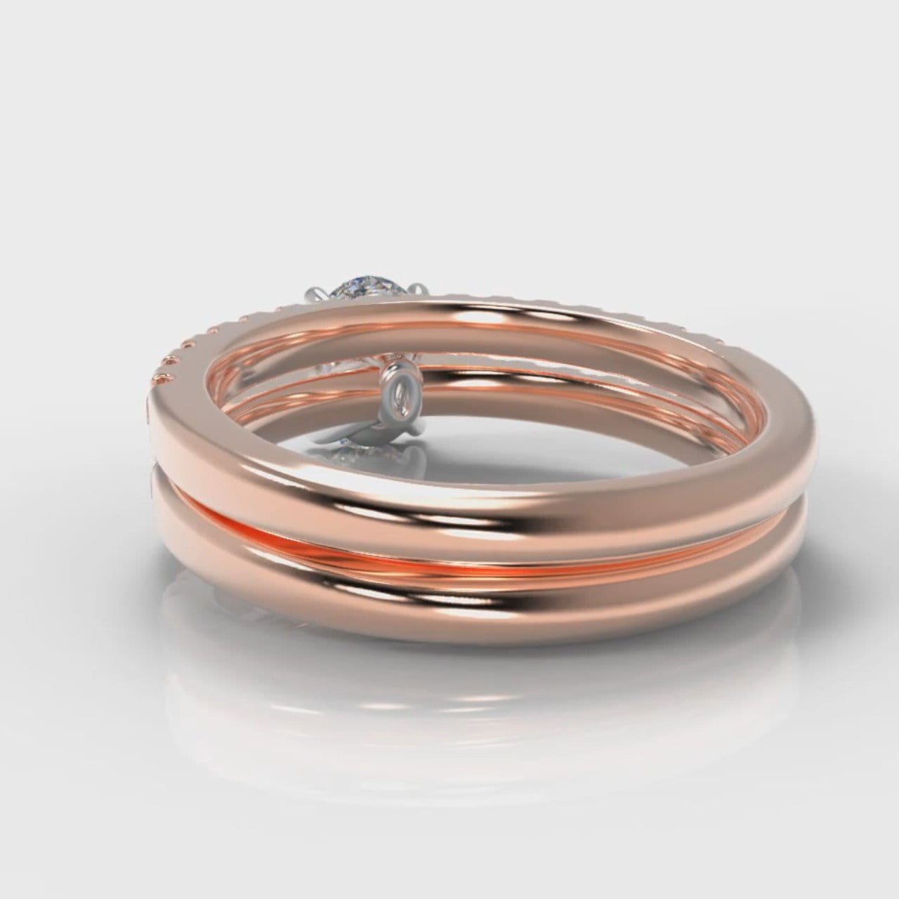 Carrée Micropavé Oval Diamond Bridal Set - Rose Gold