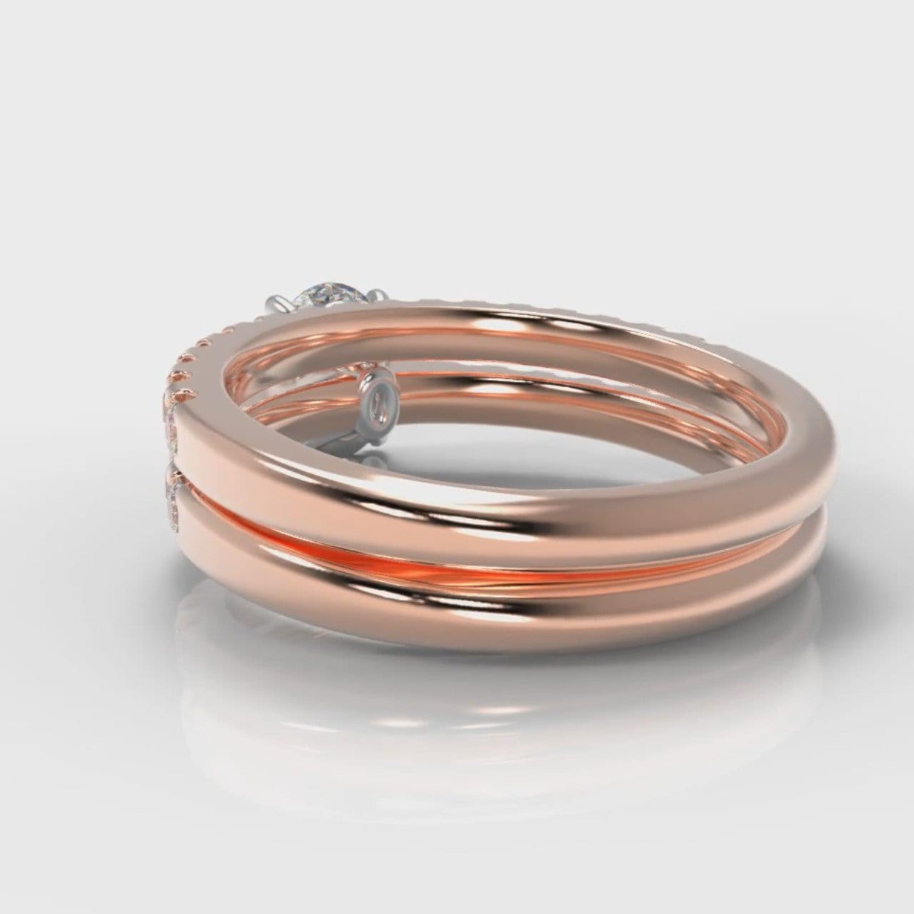 Carrée Micropavé Oval Diamond Bridal Set - Rose Gold