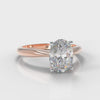Carrée Solitaire Oval Diamond Engagement Ring - Rose Gold